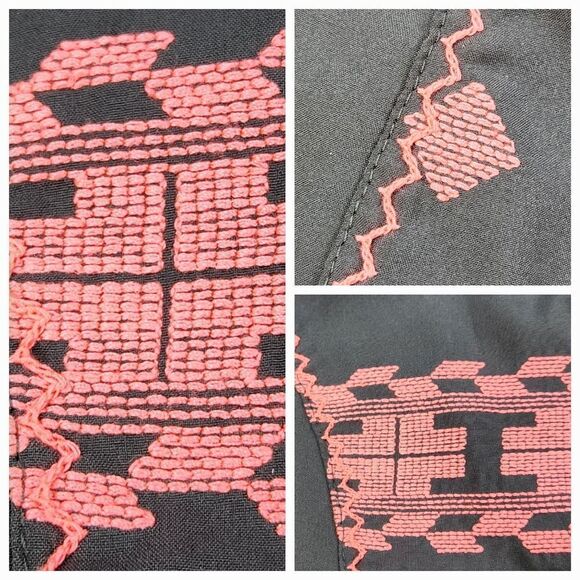 🔹️Rue21 Gray w/Coral Embroidered Aztec Print Sleeveless Dress Large - Picture 9 of 12